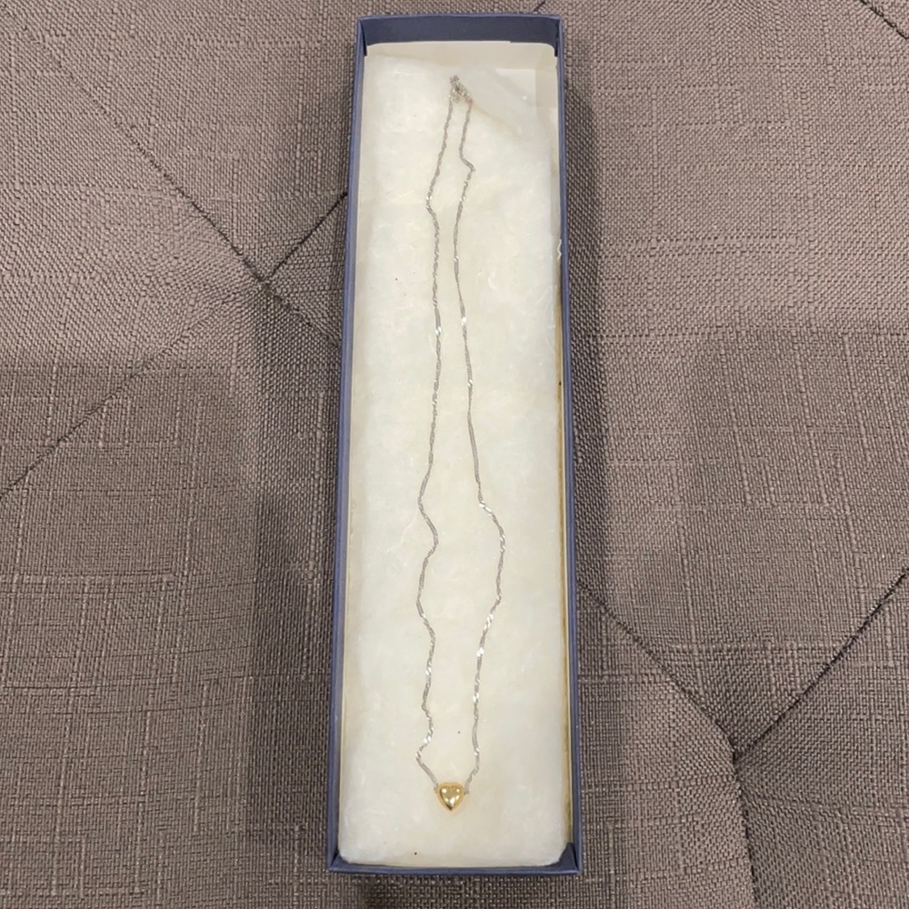 Silver chain necklace with gold heart